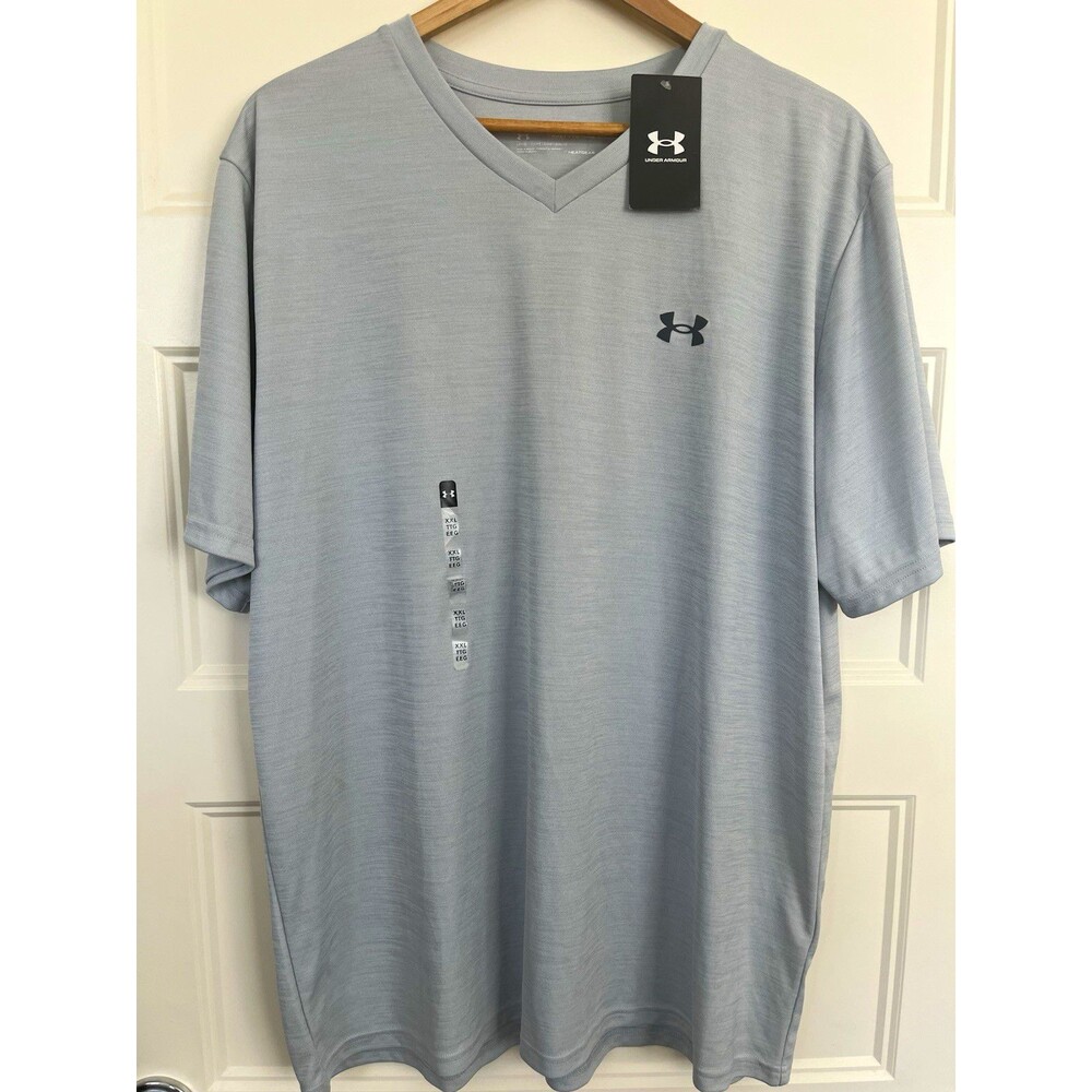 Under Armour Men's HeatGear V-Neck T-Shirt XXL Mod Gray Short Sleeve NWT Loose